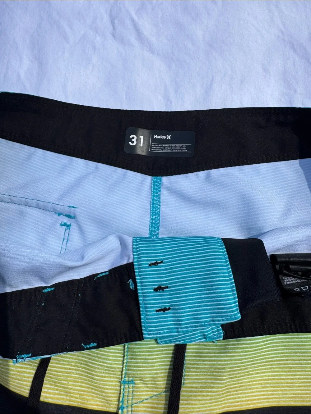 Hurley Men’s Pink Teal Gradient Stripe Board Shorts